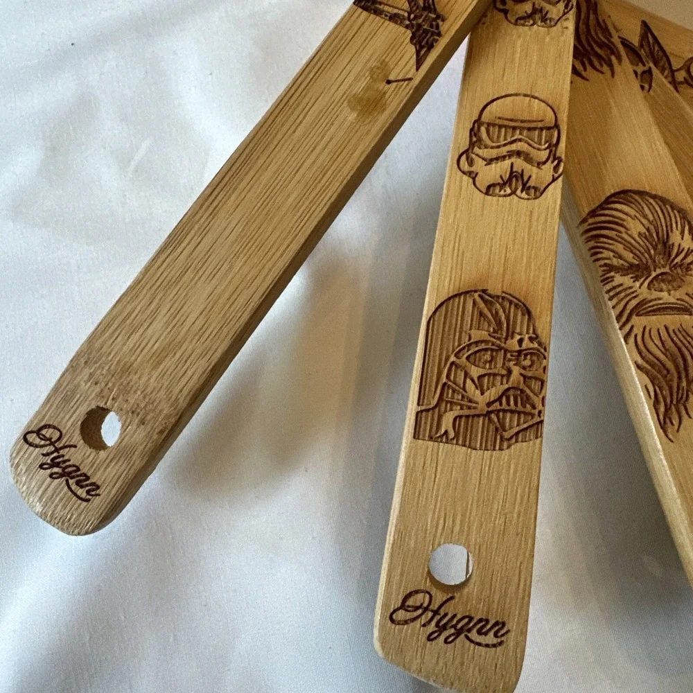 Hygnn 5 Piece Star Wars Bamboo Wooden‎ Cooking Utensils, Home Decor New
